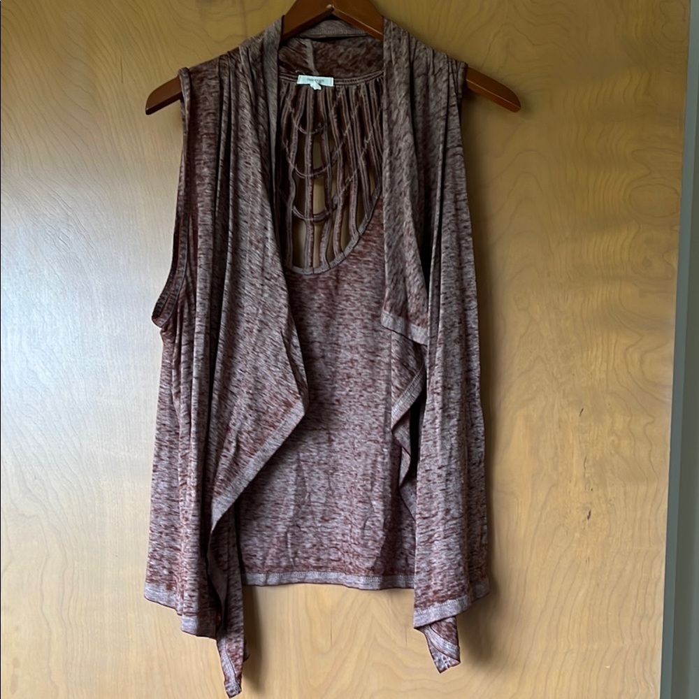 Brown Sleeveless Boho Draped Vest
